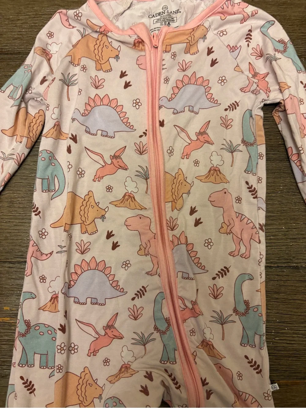 Caden Lane Pink Dino Zip Footed Zippy Pajamas